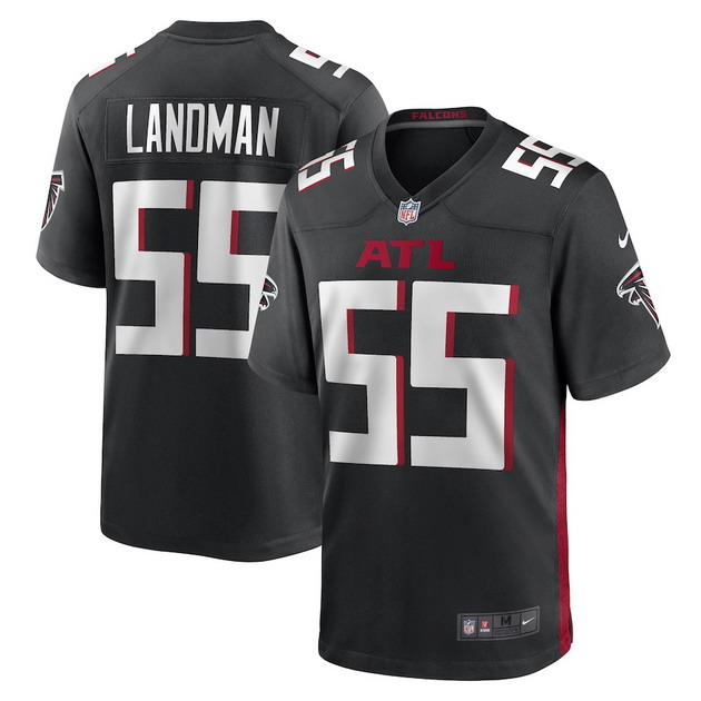 mens nike black nate landman atlanta falcons game player jersey